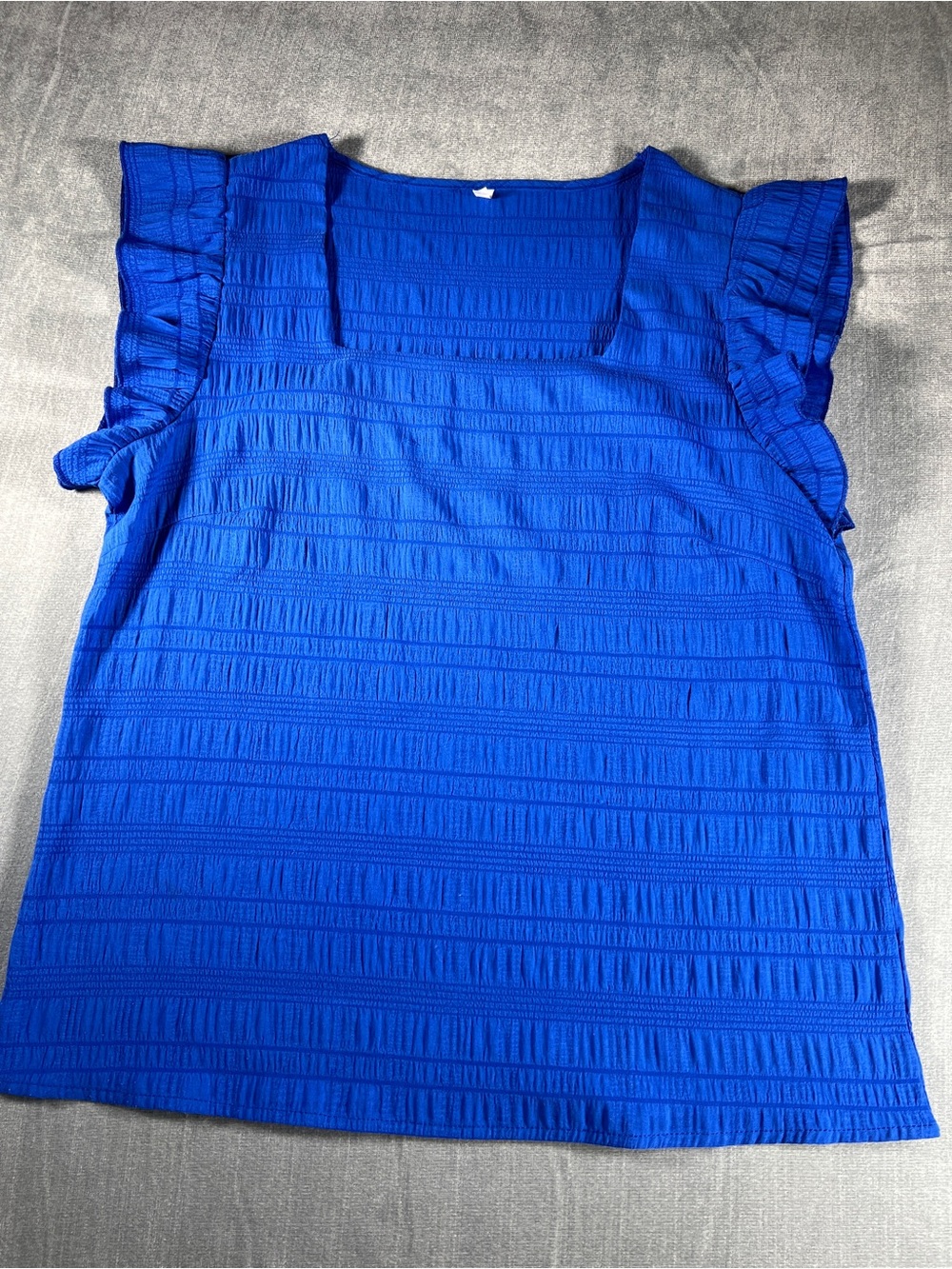 Women’s Royal Blue Ruffle Sleeve Square Neck Top Medium